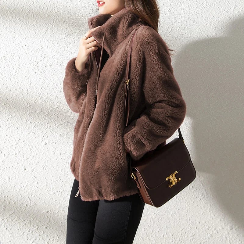 Eaksone - Padded Coat Stand-collar Double-faced Fleece Jacket