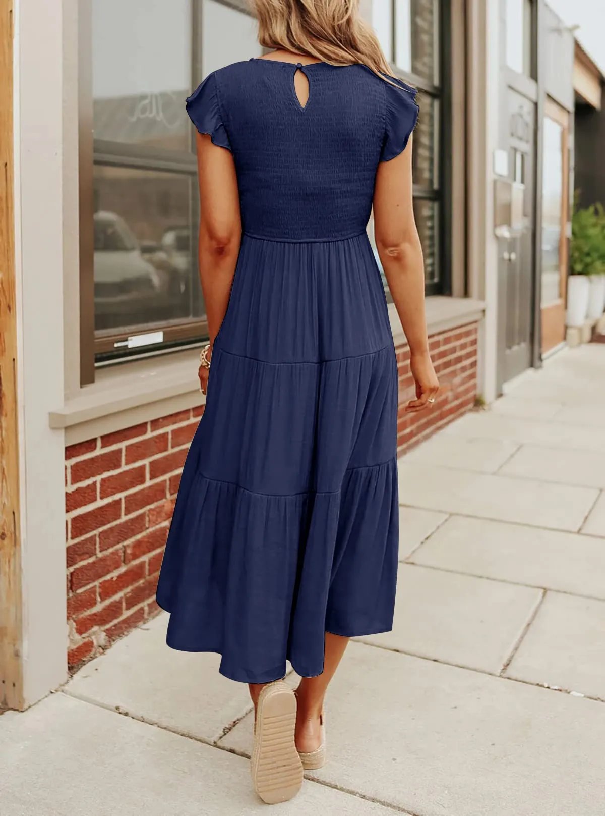 Eaksone - Women's summer casual flowing short midi dress