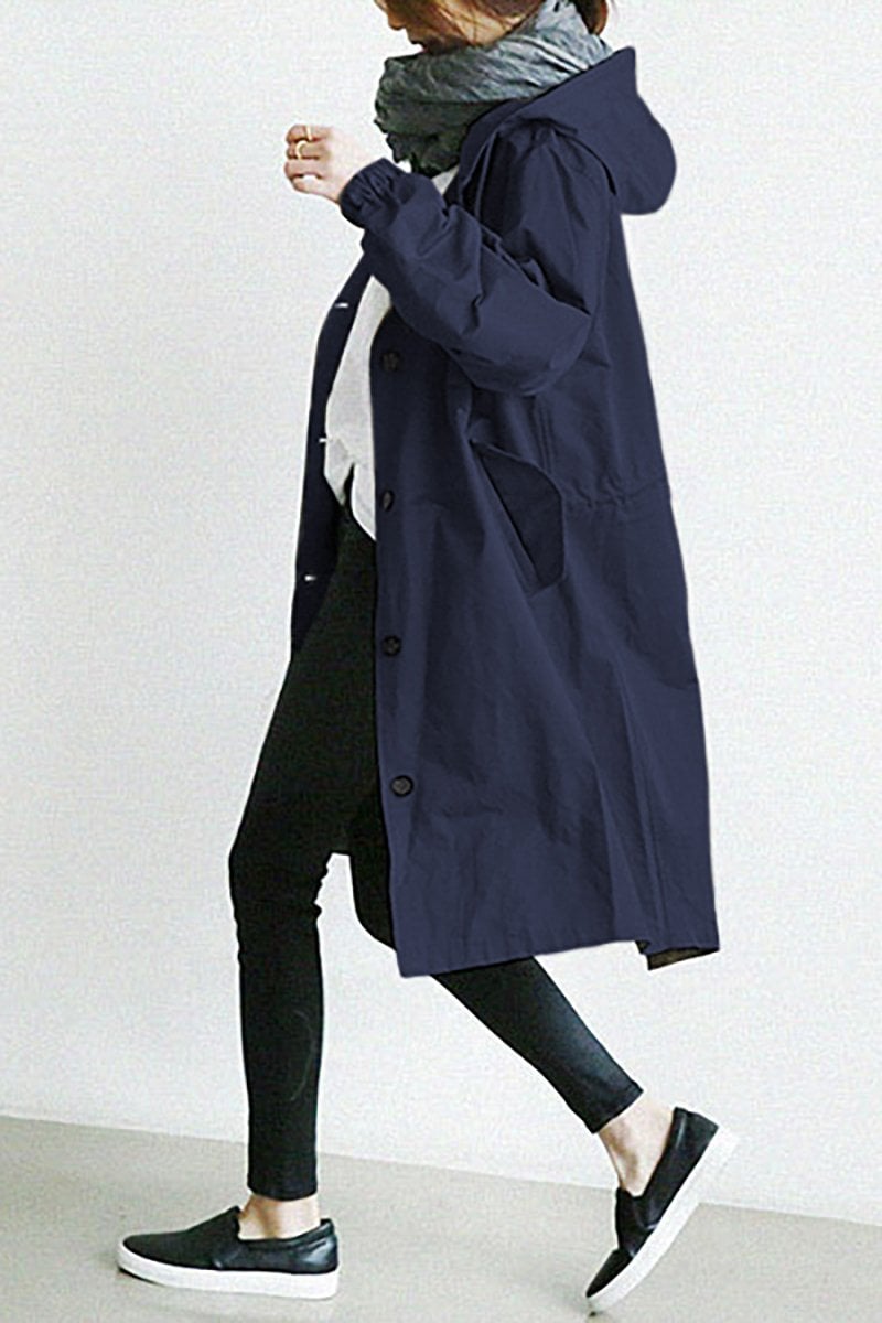 Eaksone - Water Resistant Oversized Hooded Windbreaker Rain Jacket