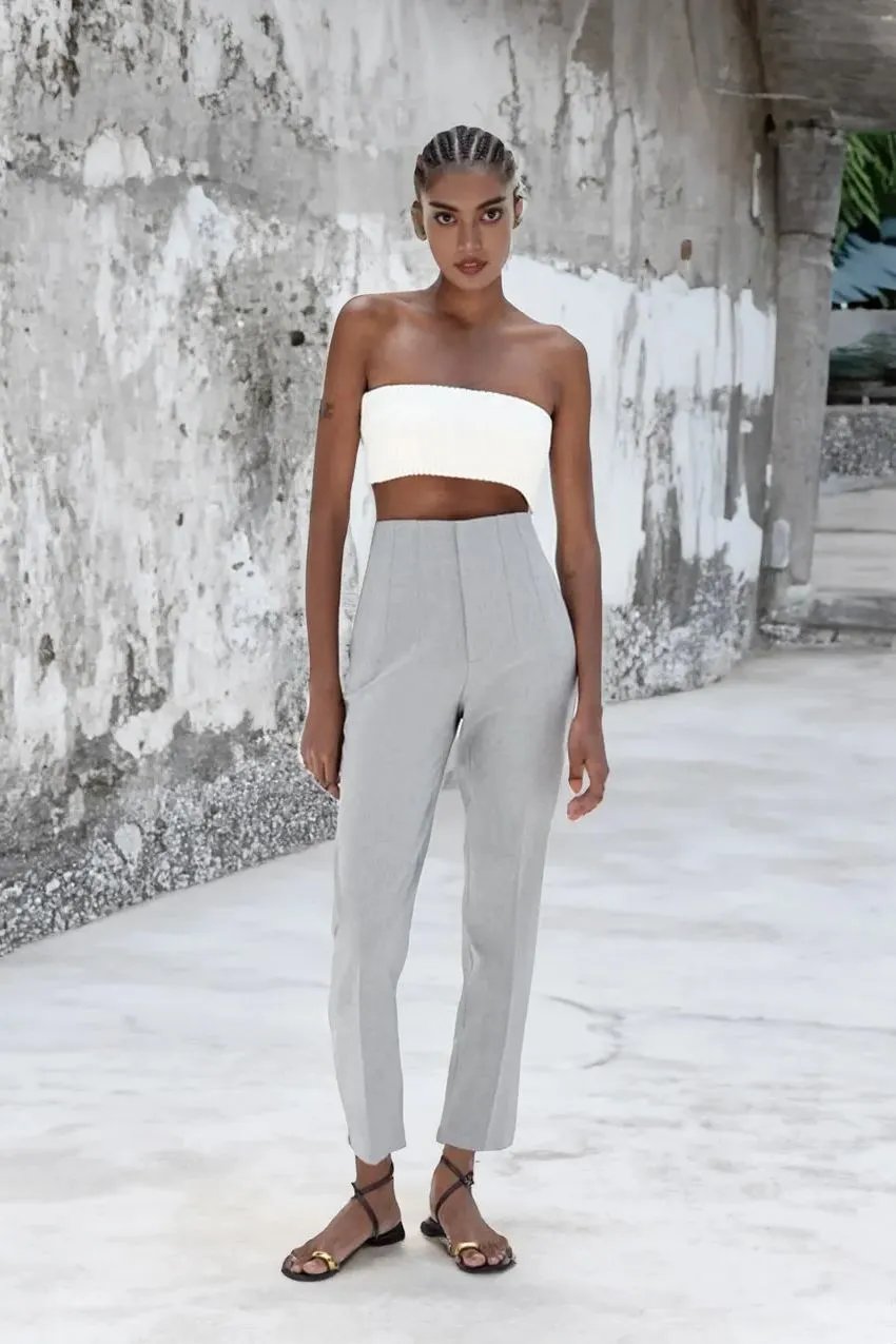 Eaksone - Tailored Pleat High Waist Pants