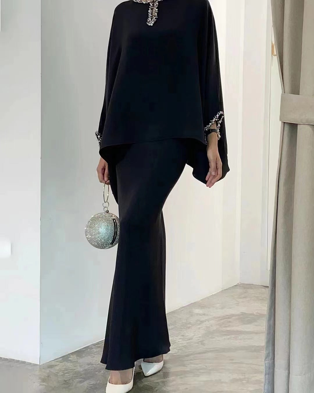 Eaksone - Fashion Solid Color Irregular Top Skirt Two-Piece Set