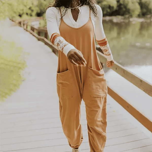 Eaksone - Wide Leg Jumpsuit with Pockets