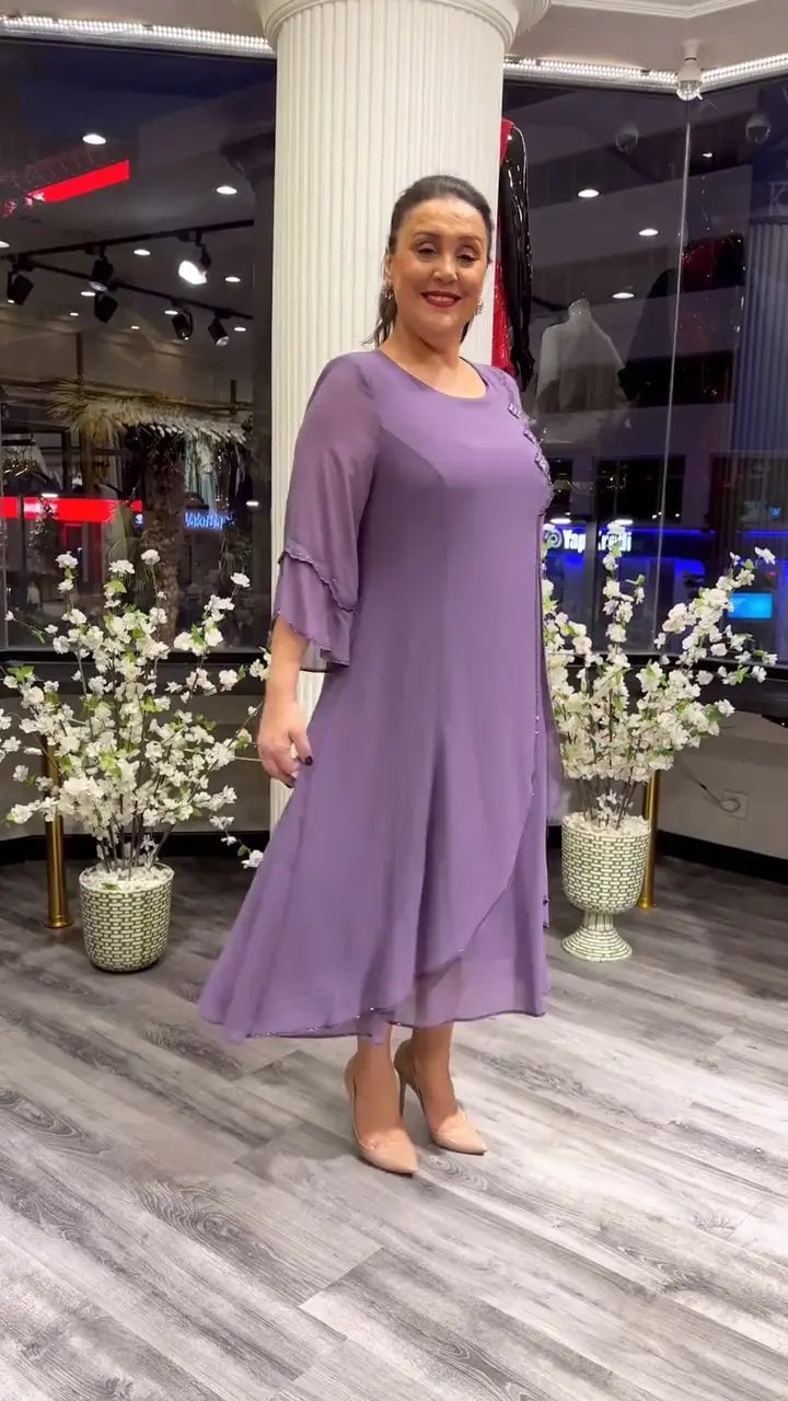 Eaksone - Women's chiffon solid color loose dress