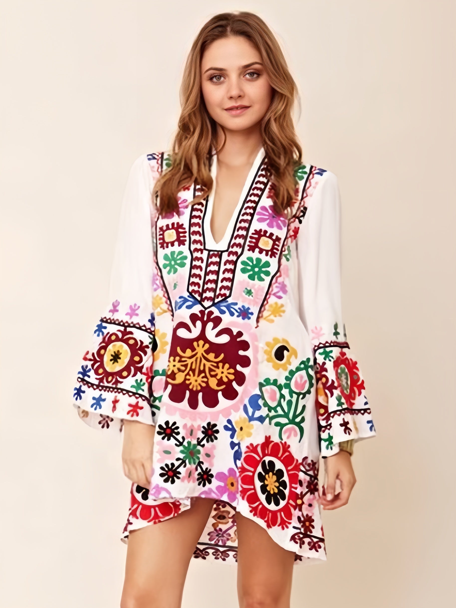 Vintage bohemian style suzanne embroidery hippie women's sexy resort wear