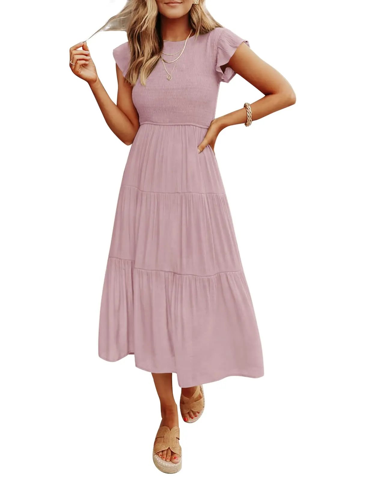 Eaksone - Women's summer casual flowing short midi dress