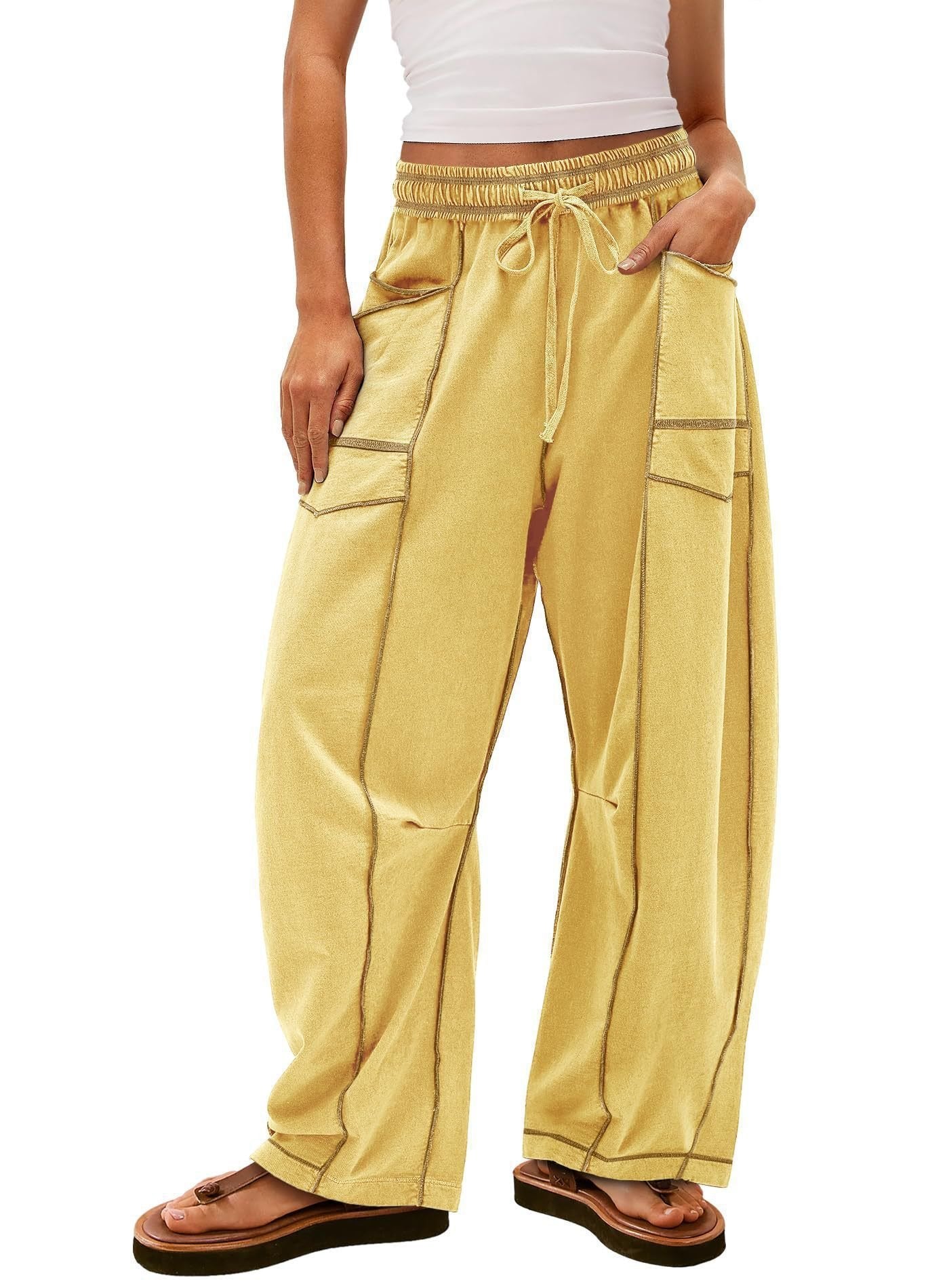 Eaksone - Womens Baggy Barrel Pants Wide Legs, Big Pockets, Zero Stress!