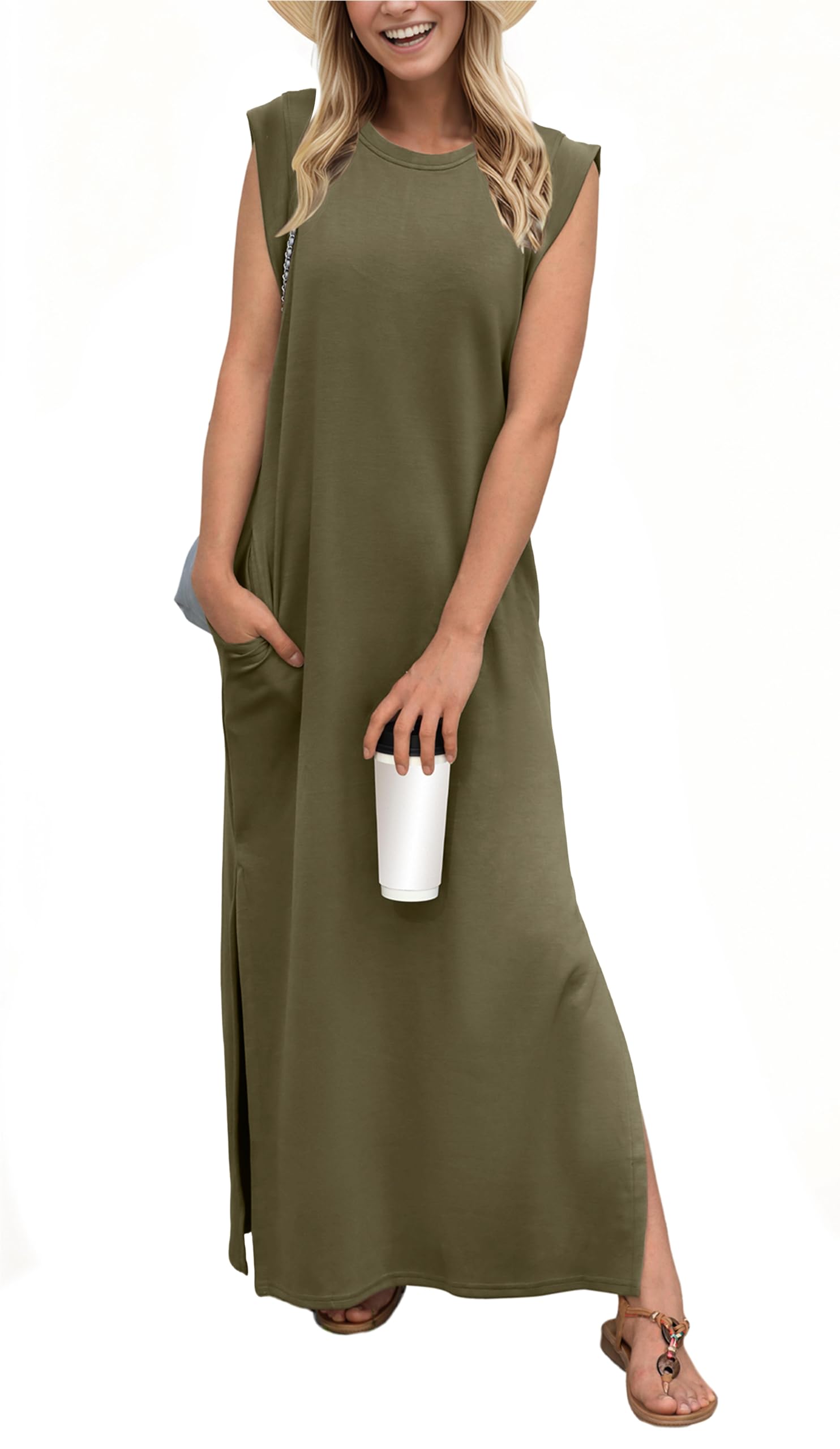 Eaksone - women's casual loose split wrinkle free maxi dress