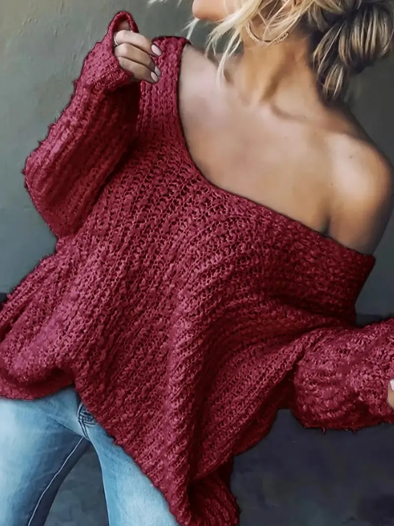 Eaksone - Women's Off-the-Shoulder Sweater Loose Lightweight Pullover Top
