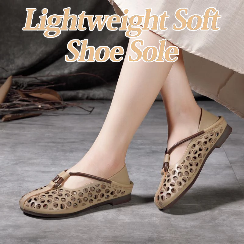 Eaksone - Women's retro hollow soft leather shoes