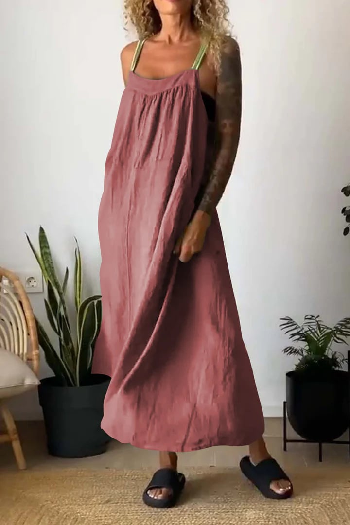 Eaksone - Women's Simple Cotton Linen Sling Dress