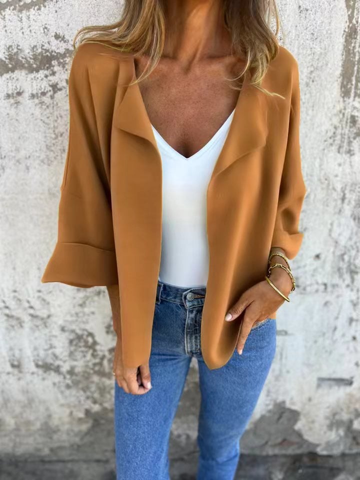 Eaksone - Casual Faux Suede Cardigan