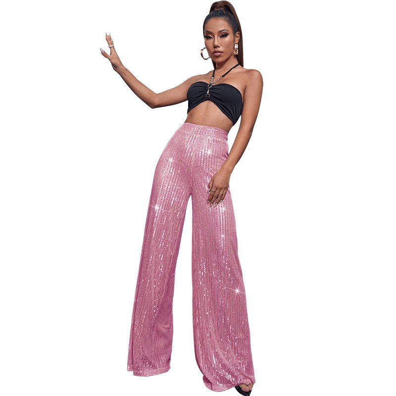 Eaksone - black sequin stretch pants