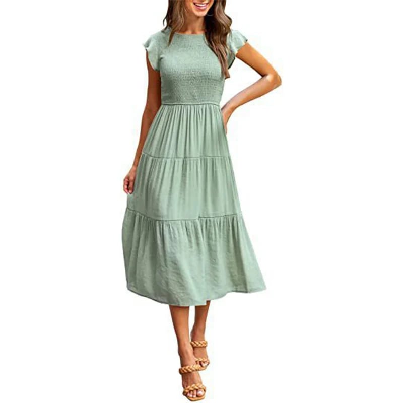 Eaksone - Women's summer casual flowing short midi dress