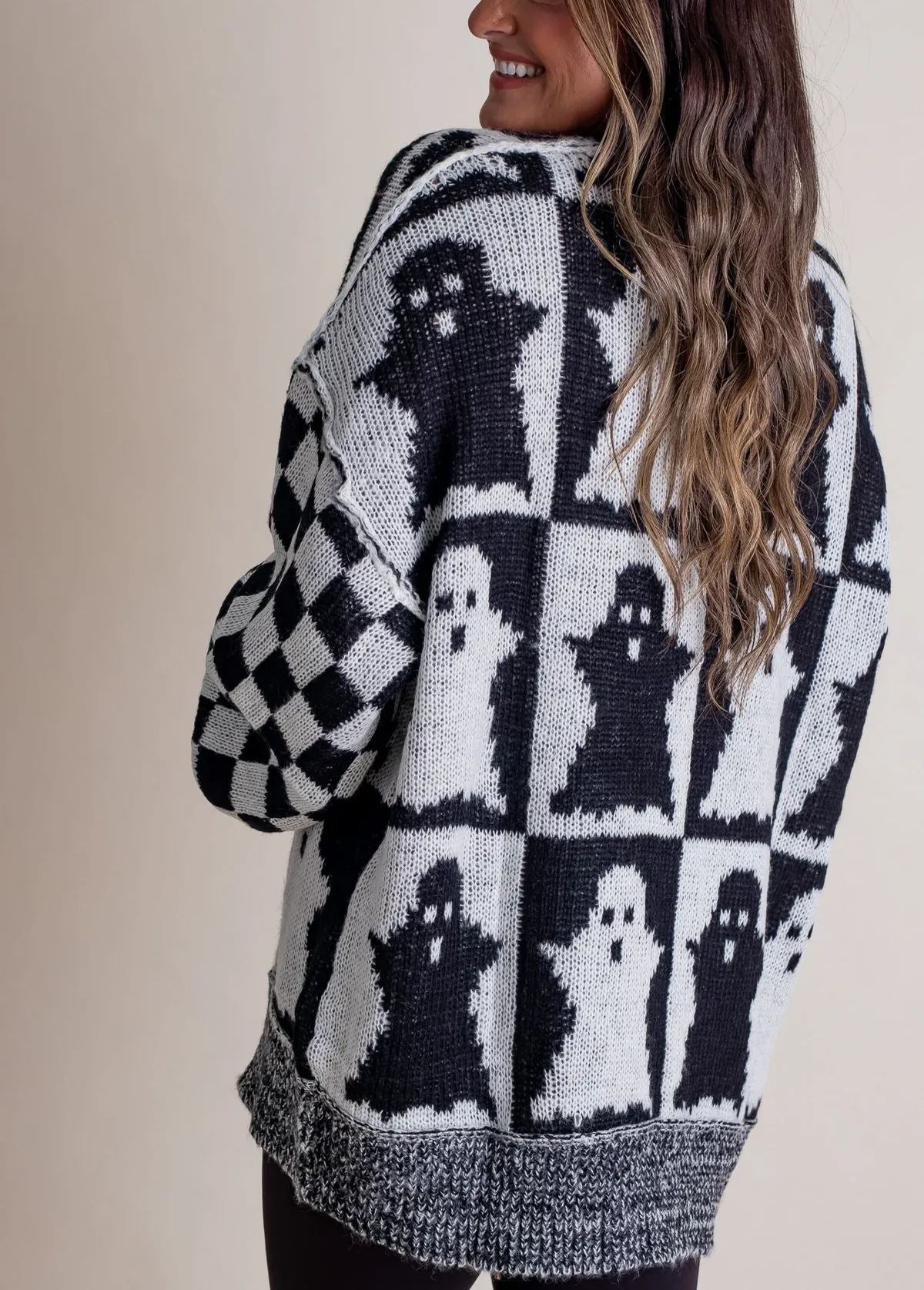 Eaksone - Women's Halloween Checkered Sweater