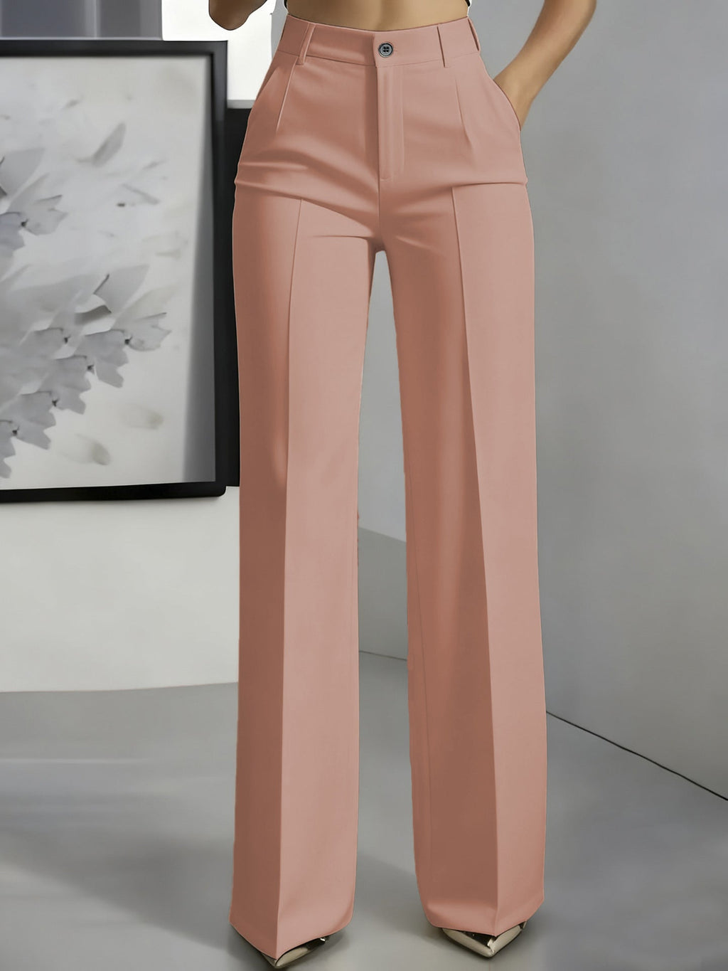 High waisted straight leg minimalist suit pants