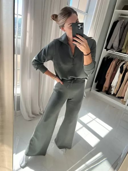 Eaksone - Long Sleeve Wide Leg Jumpsuit