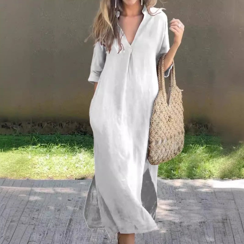 Eaksone - Elegante jurk met split V-hals