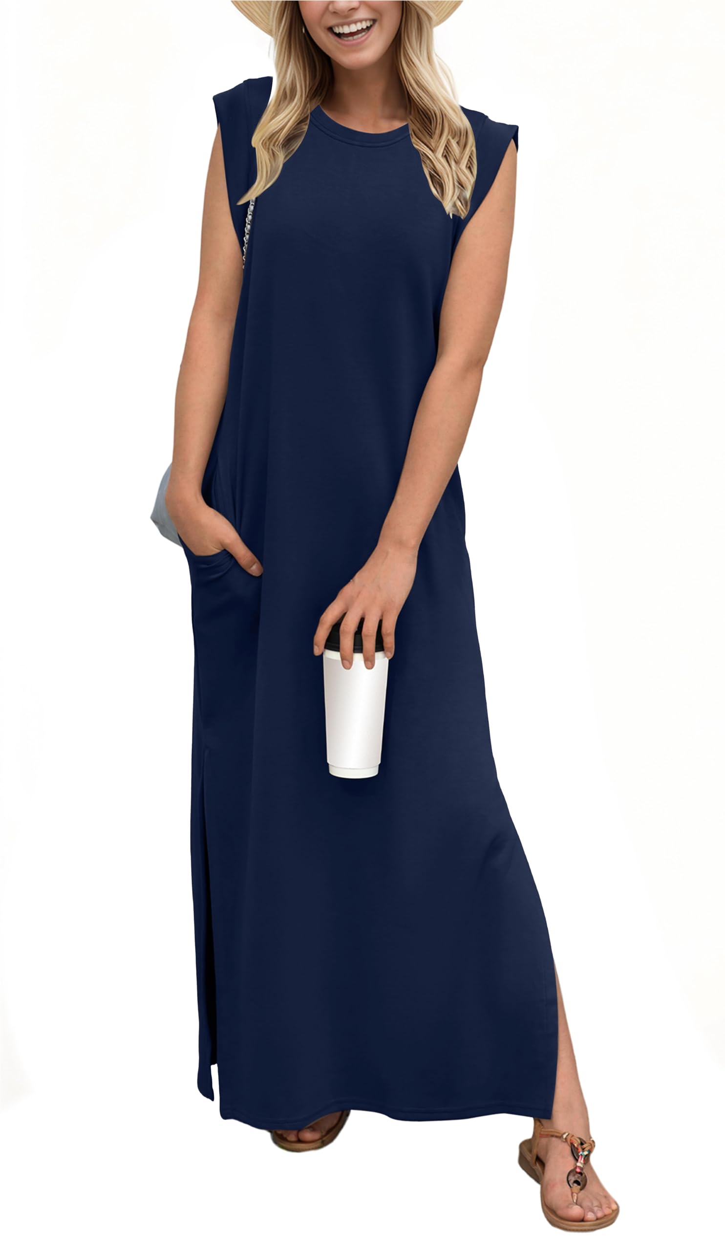 Eaksone - women's casual loose split wrinkle free maxi dress