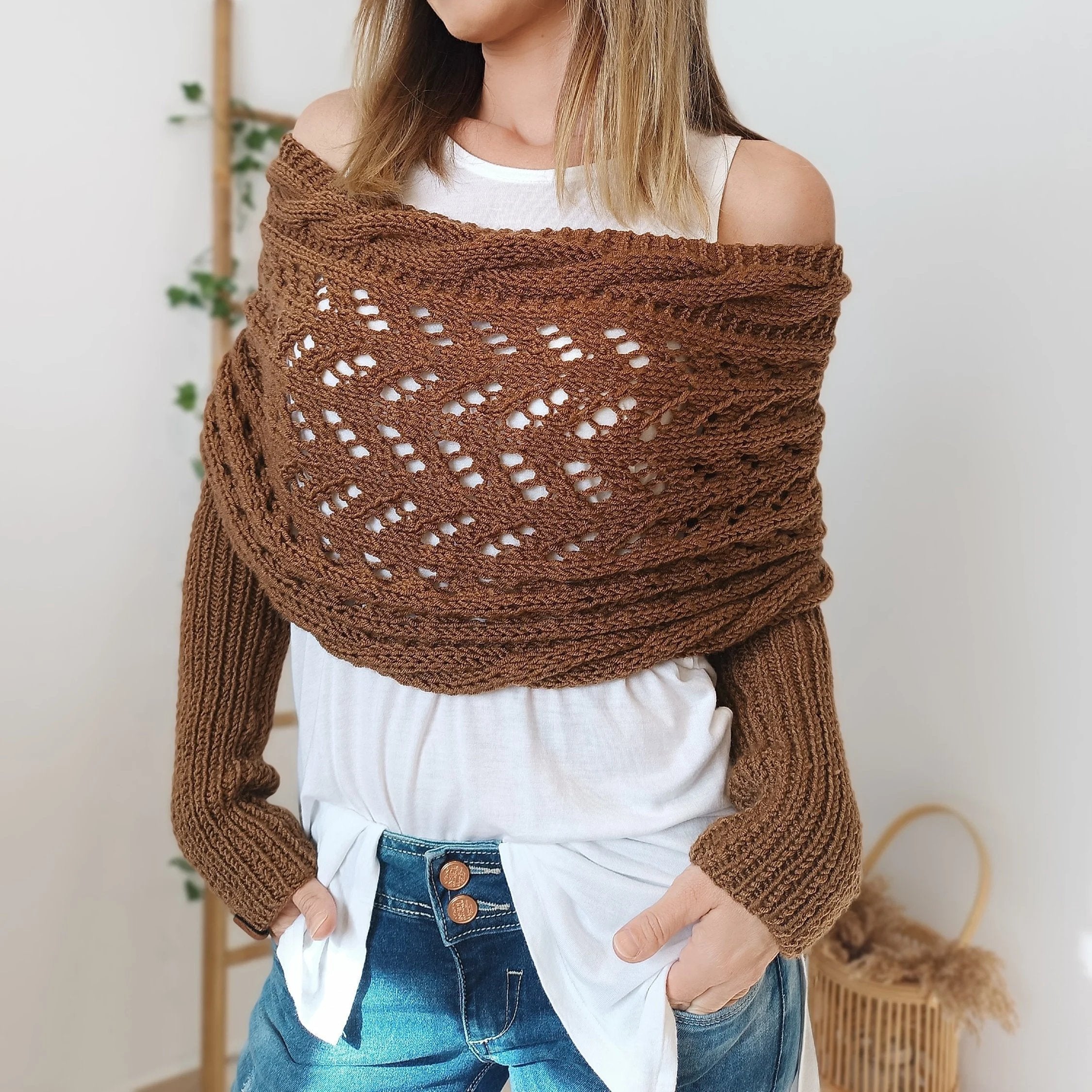 Eaksone - Knitted Wrap Shrugs For Women