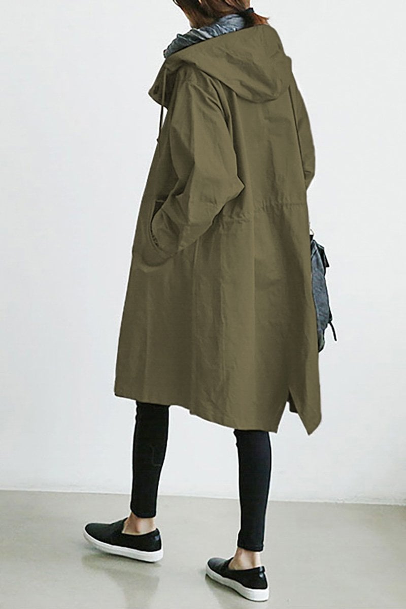 Eaksone - Water Resistant Oversized Hooded Windbreaker Rain Jacket