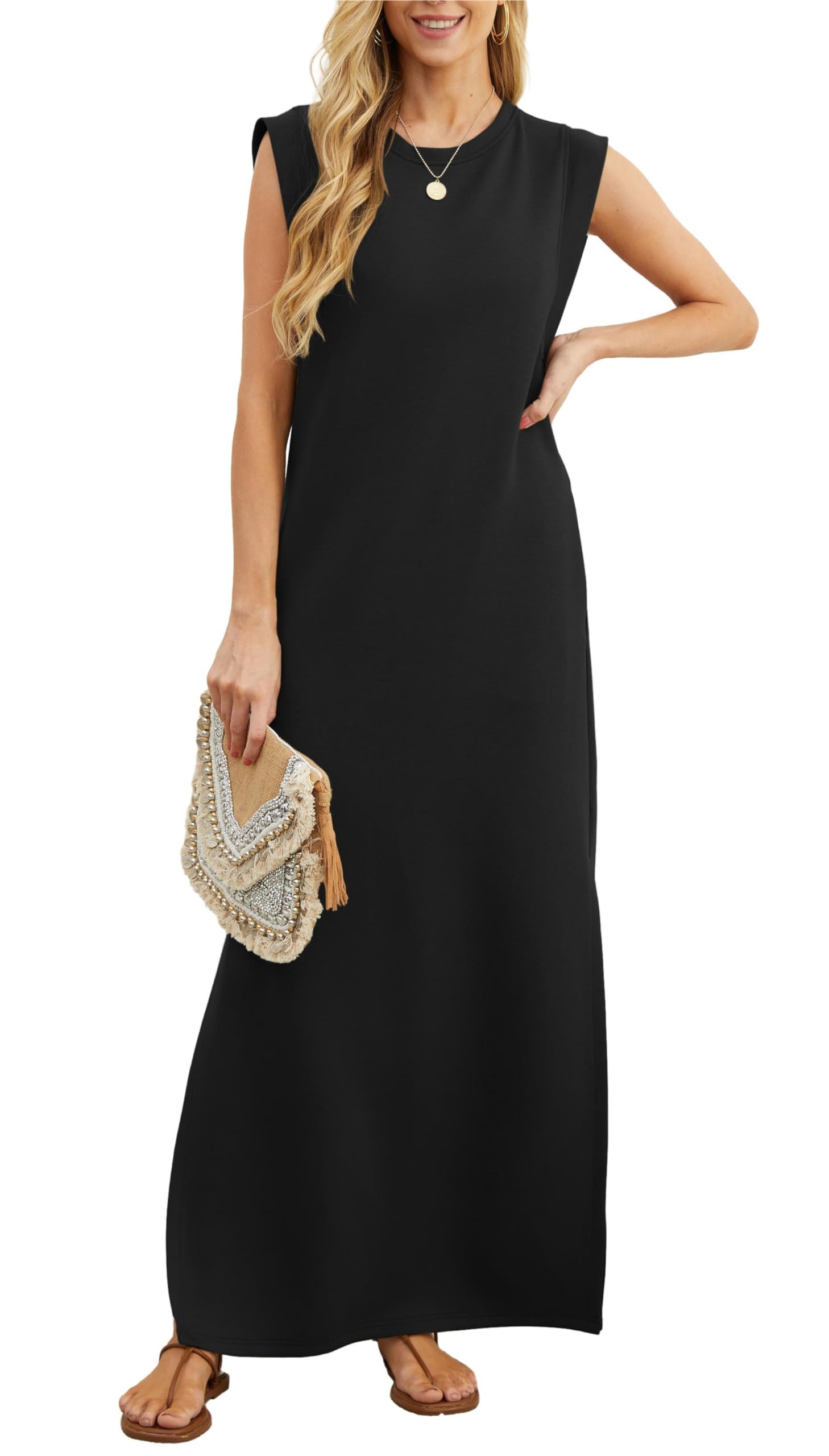 Eaksone - women's casual loose split wrinkle free maxi dress