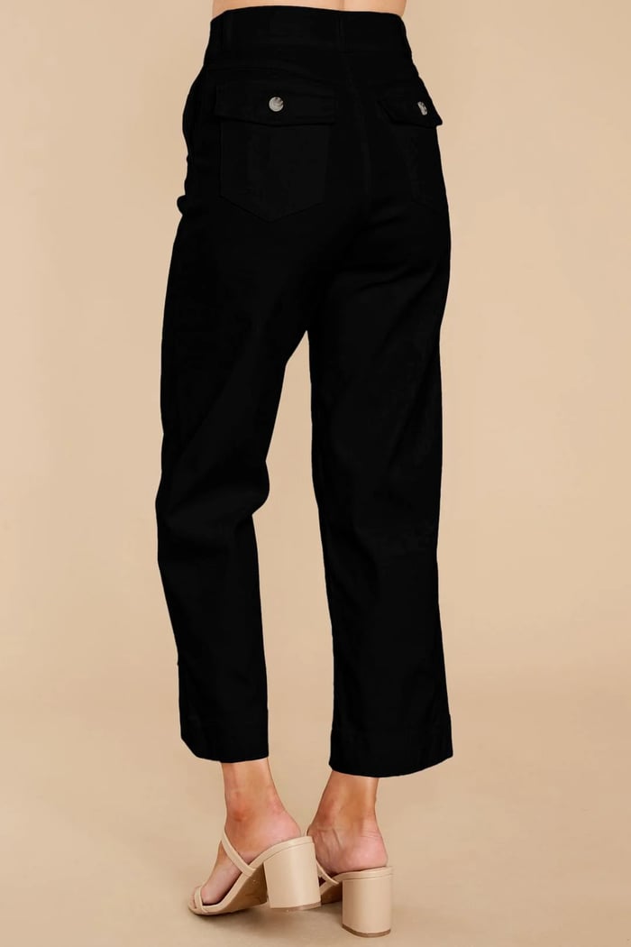 Eaksone - Stretch Twill Cropped Wide Leg Pants