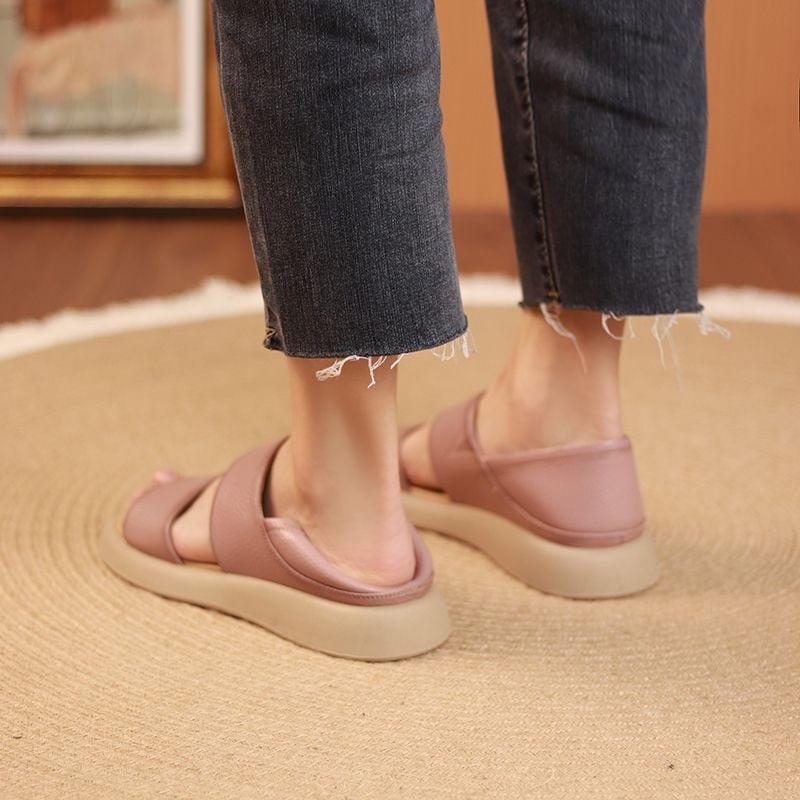 Eaksone - New Thick Soled Women's Fashionable Leather Sandals