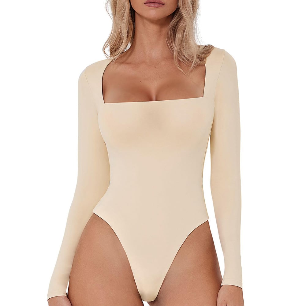 Eaksone - luxe square neck long sleeve bodysuit