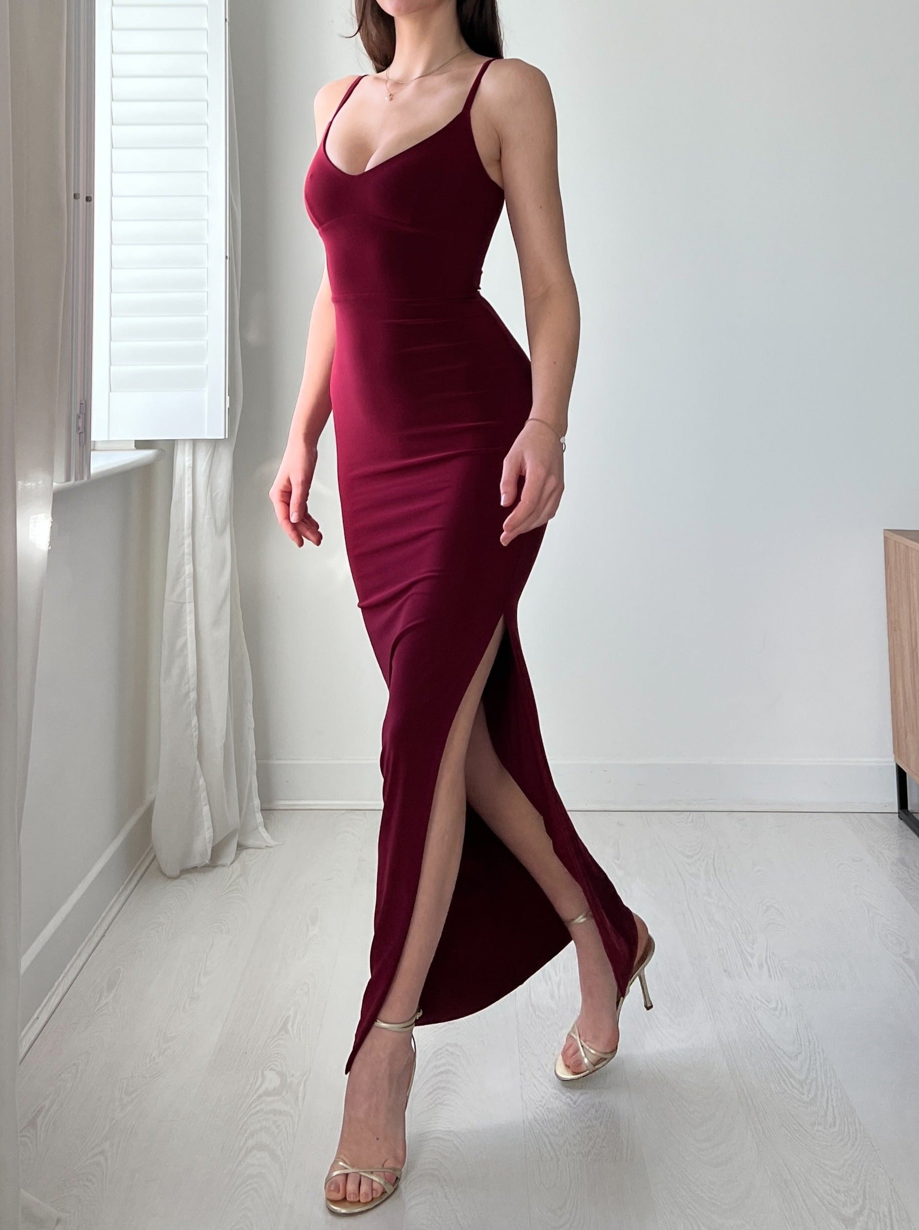 Eaksone - Adjustable Strap Drawstring Waist Bodycon Dress
