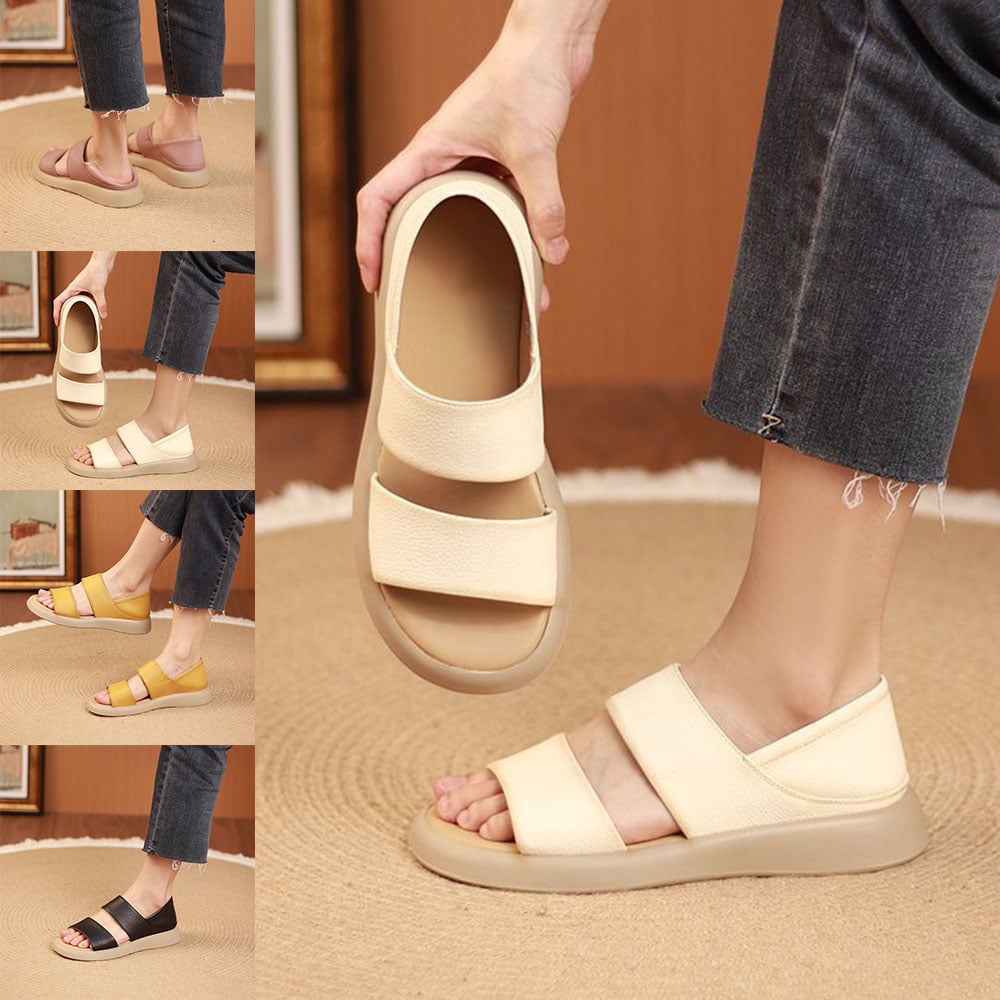 Eaksone - New Thick Soled Women's Fashionable Leather Sandals