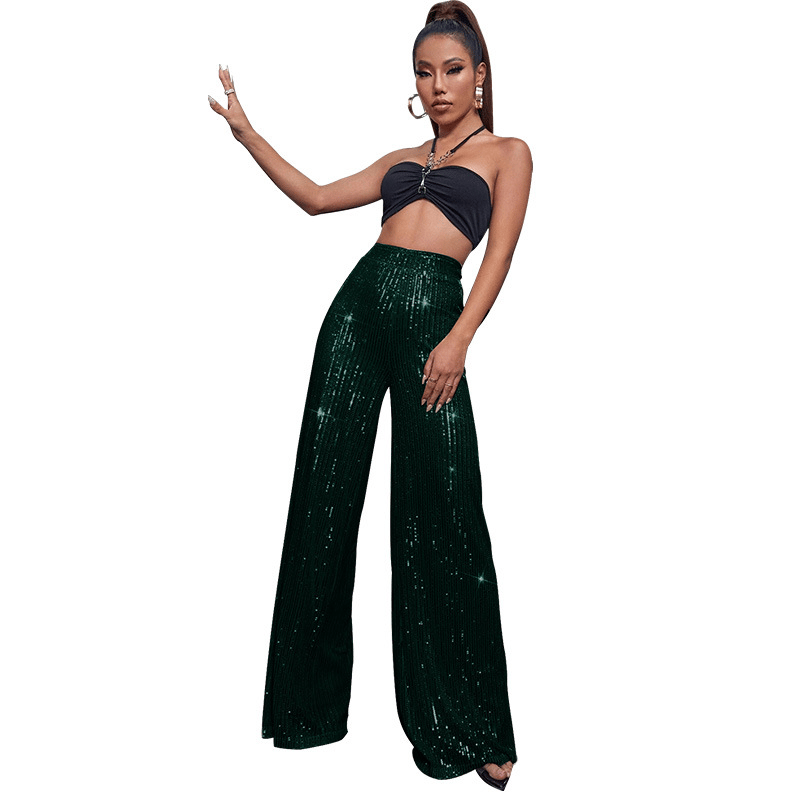 Eaksone - black sequin stretch pants