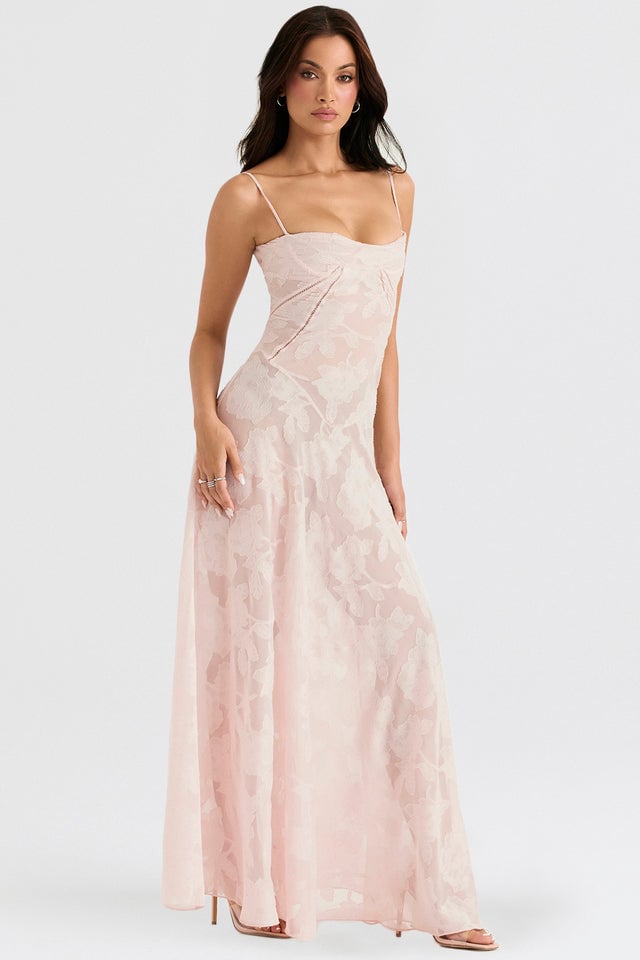 Eaksone - Fishbone halter dress crushed flower dress