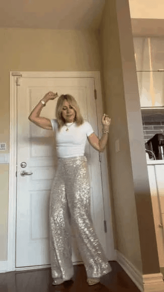 Eaksone - black sequin stretch pants