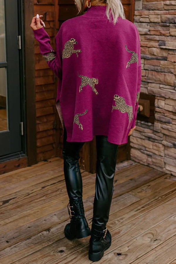 Eaksone - casual vintage tiger and leopard print long sleeve tops