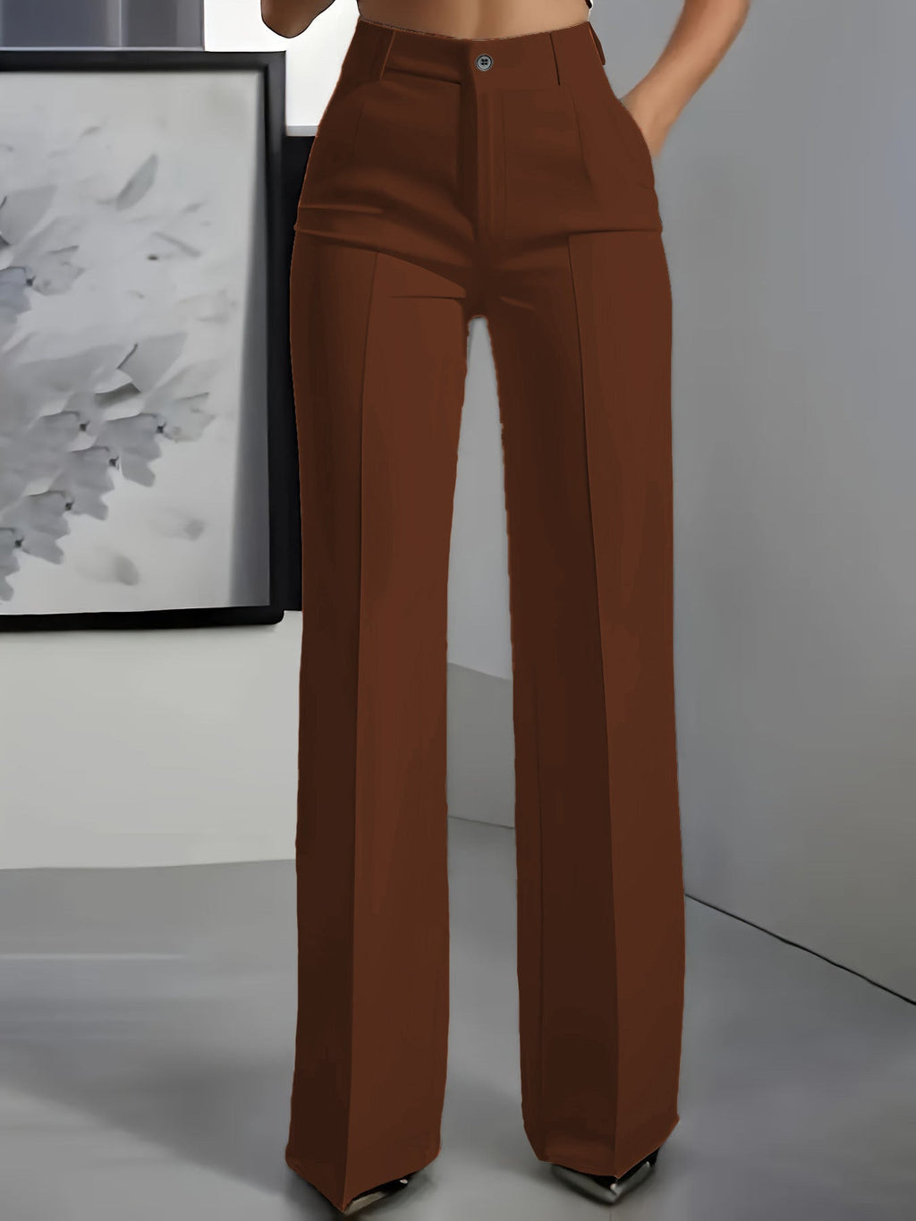 High waisted straight leg minimalist suit pants