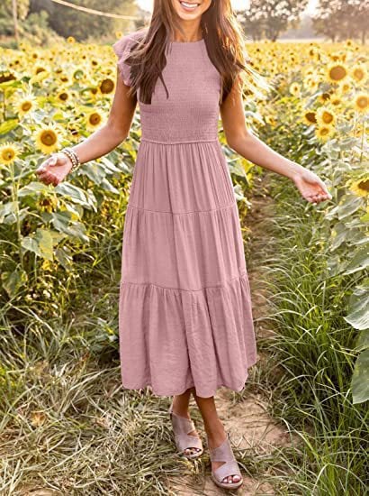Eaksone - Women's summer casual flowing short midi dress