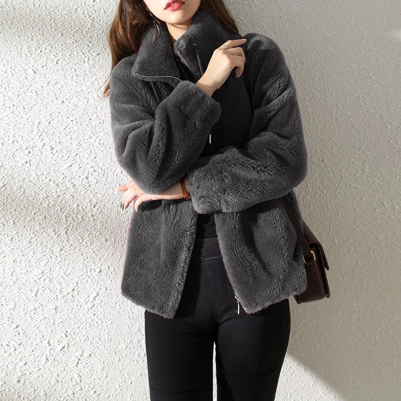 Eaksone - Padded Coat Stand-collar Double-faced Fleece Jacket