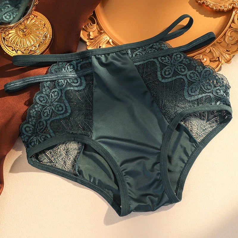 Eaksone - Seamless Ice Silk Lace Hollow Sexy Breathable Briefs