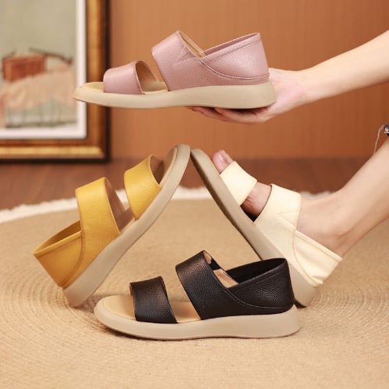Eaksone - New Thick Soled Women's Fashionable Leather Sandals