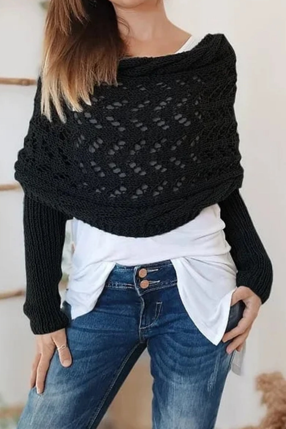 Eaksone - Knitted Wrap Shrugs For Women