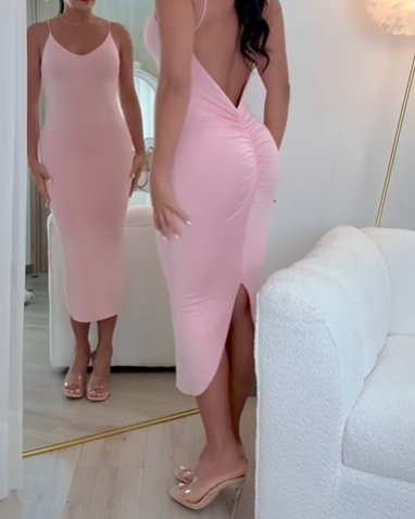 Eaksone - Fitted Dress with Open Back
